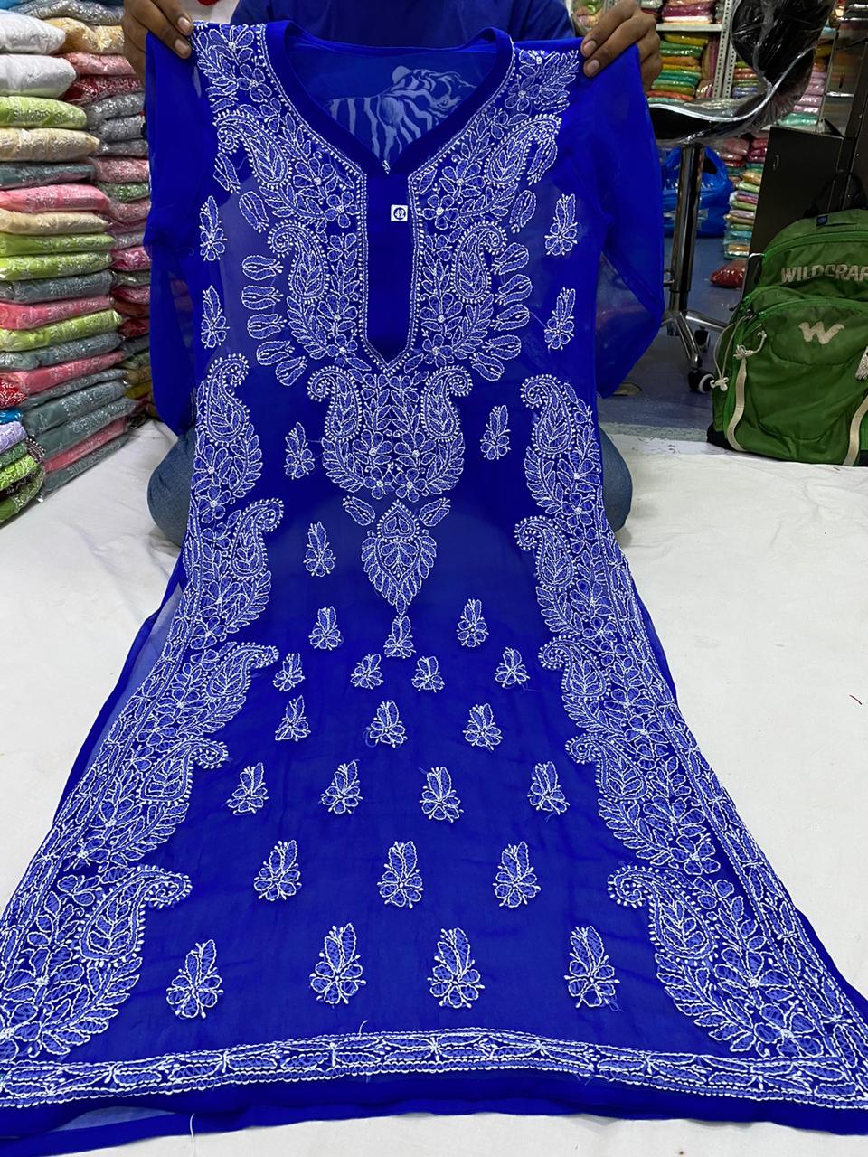 Chiffon Chikankari Kurti view 9
