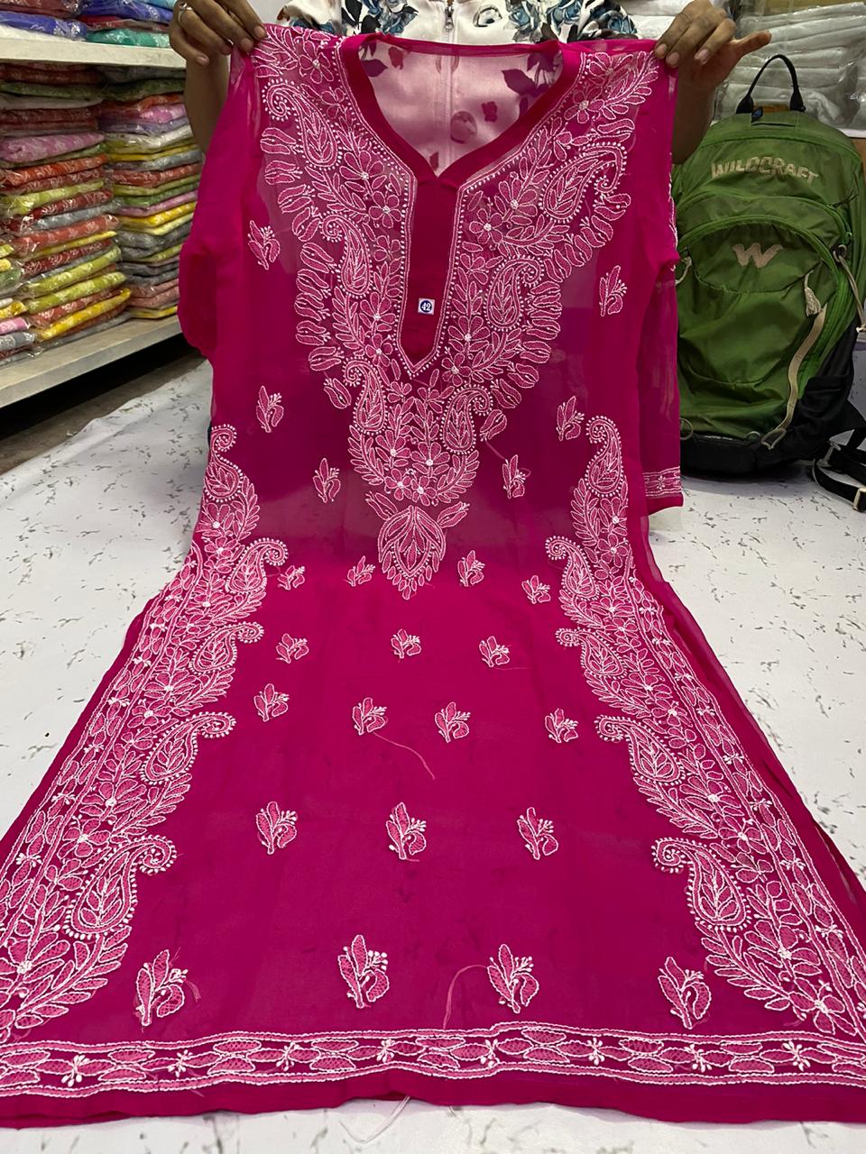 Chiffon Chikankari Kurti view 7