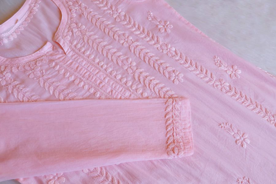 Pure Cotton Long Handwork kurti. view 2