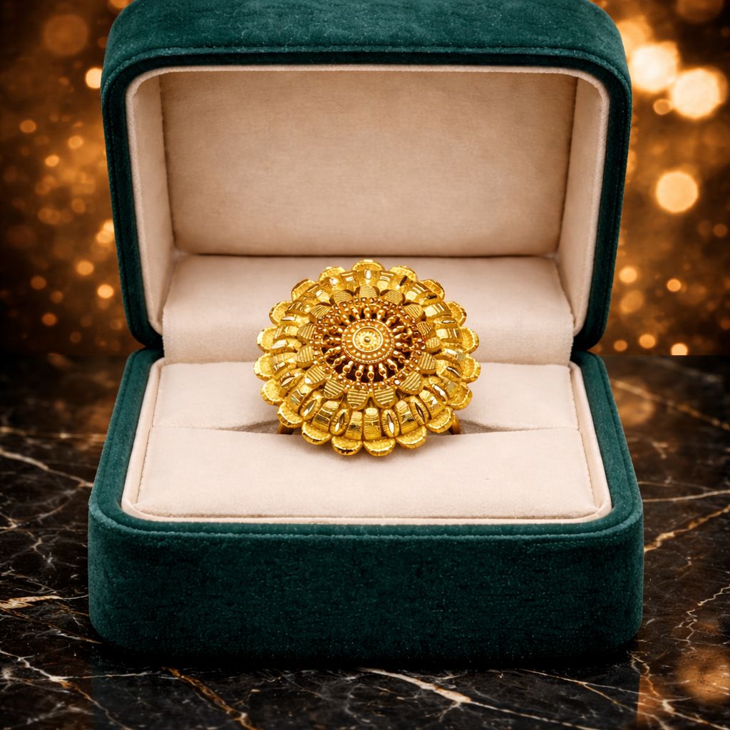 Traditional Gold Floral Ring view 3