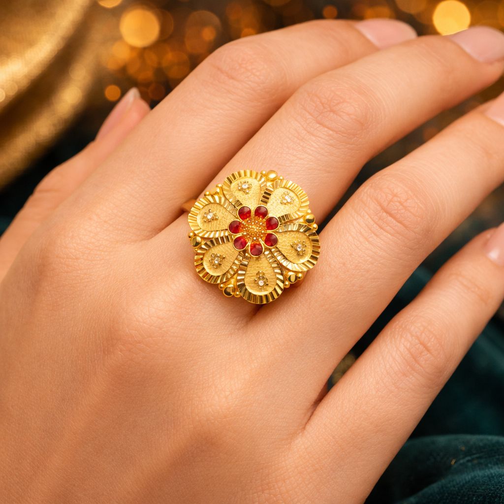 Aviraam Floral Gold Ring view 2