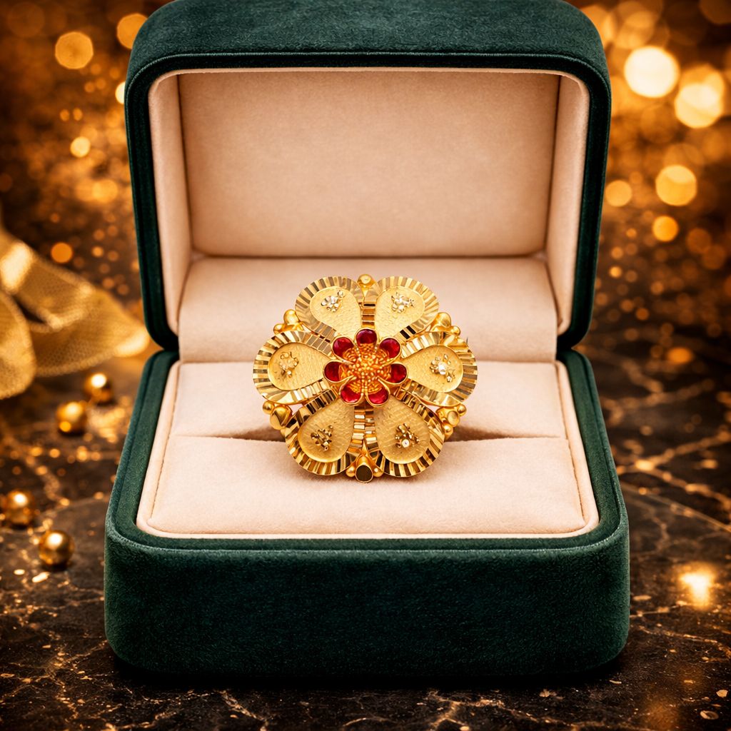 Aviraam Floral Gold Ring view 3