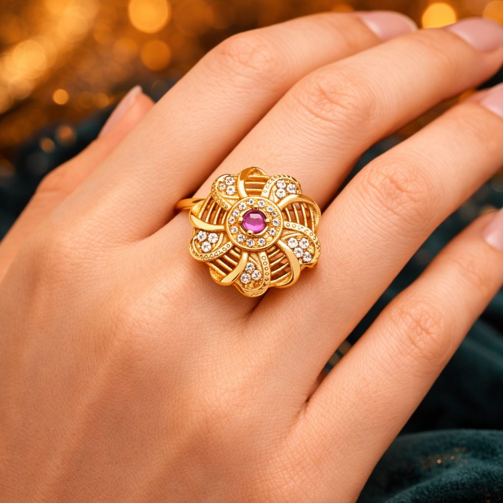 Floral Gold Ring 07 view 2