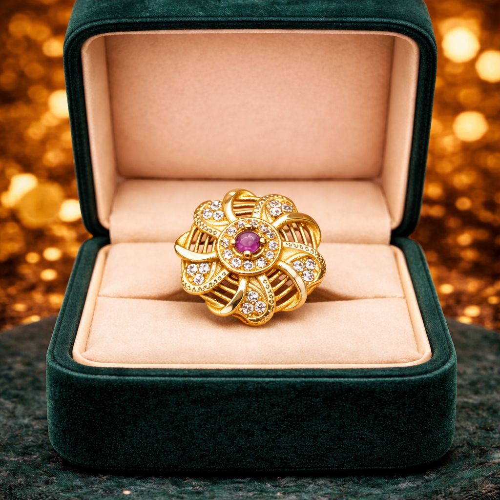 Floral Gold Ring 07 view 3