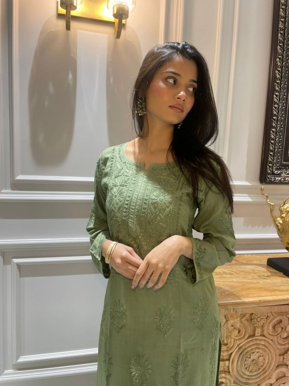 Pure Modal Heavy Hand EmbroideryKurti Plazo Set.🌷 view 3