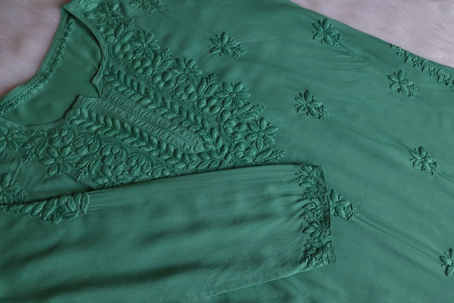 Tone To Tone Modal Short Handwork Kurti. ✨ view 2