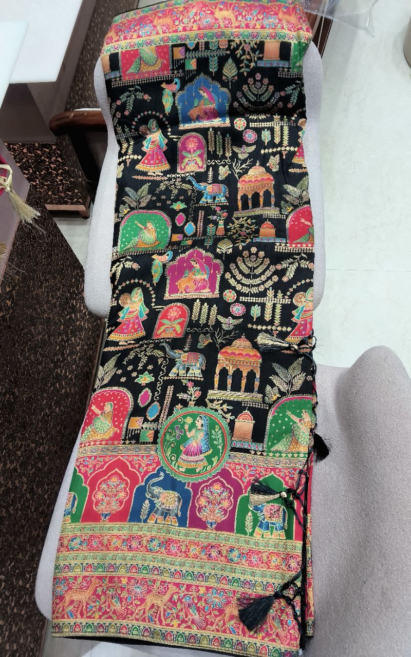 Premium Dola Silk Saree With Weaving And Figures view 3