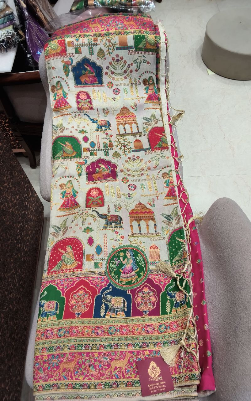 Premium Dola Silk Saree With Weaving And Figures view 4