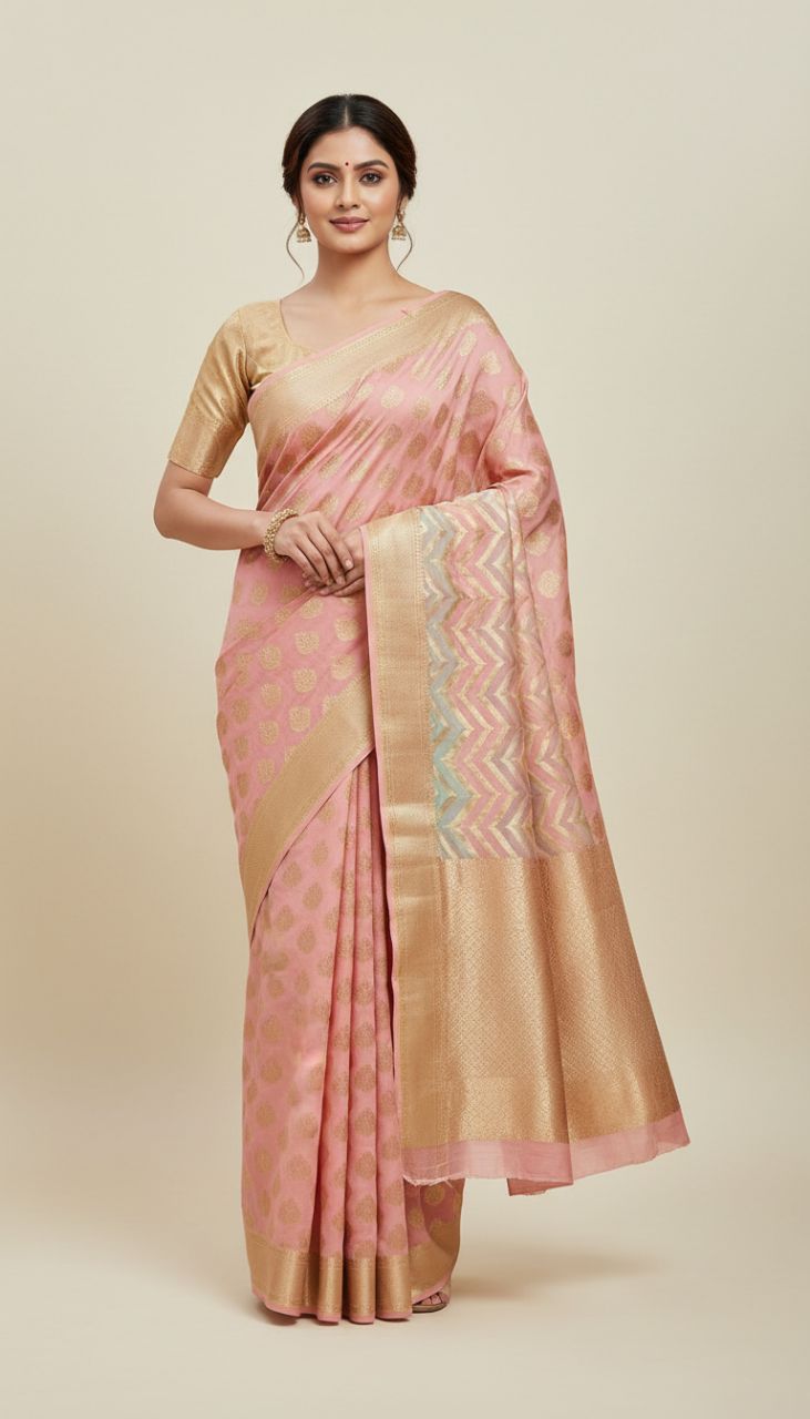 Khaddi Georgette Pure premium  Sillk Saree With Rang Kaat view 3