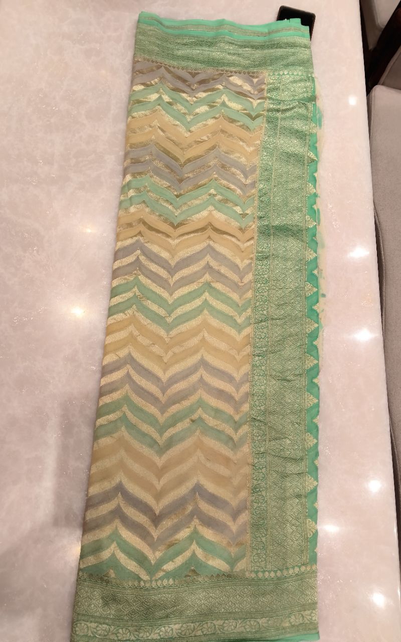 Khaddi Georgette Pure premium  Sillk Saree With Rang Kaat view 4