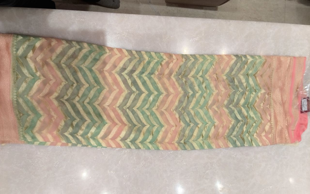 Khaddi Georgette Pure premium  Sillk Saree With Rang Kaat view 8