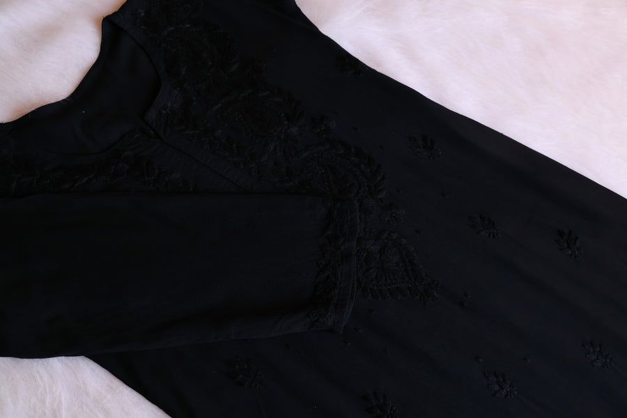3 PIECE MODAL OMBRE LONG HANDWORK KURTI PLAZO SET view 2