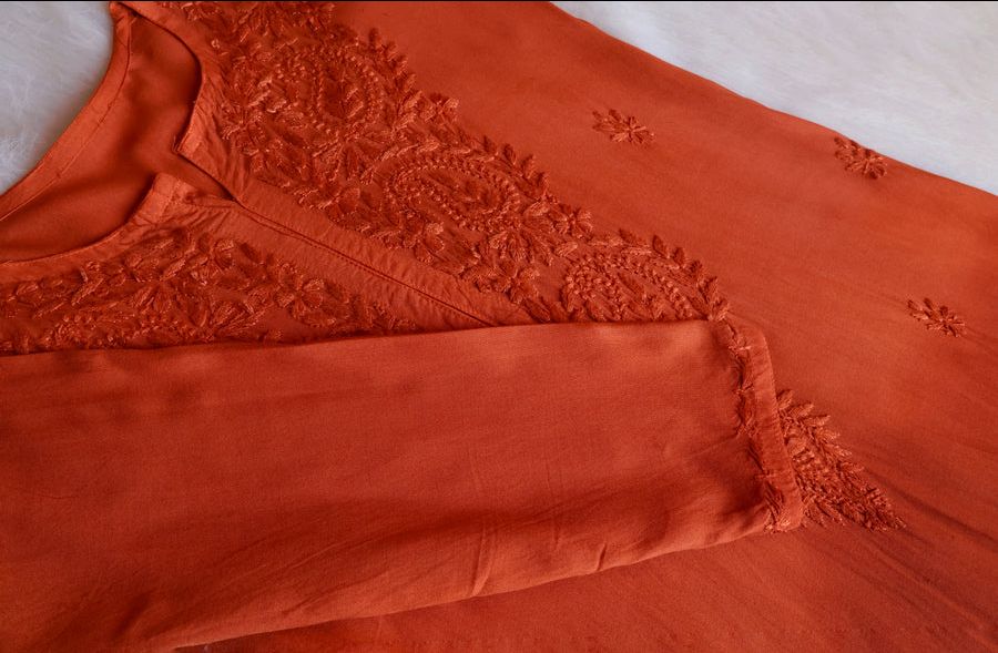 3 PIECE MODAL OMBRE LONG HANDWORK KURTI PLAZO SET✨ view 2