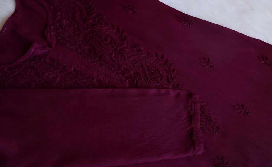 3 PIECE MODAL OMBRE LONG HANDWORK KURTI PLAZO SET WITH DUPPATA view 2