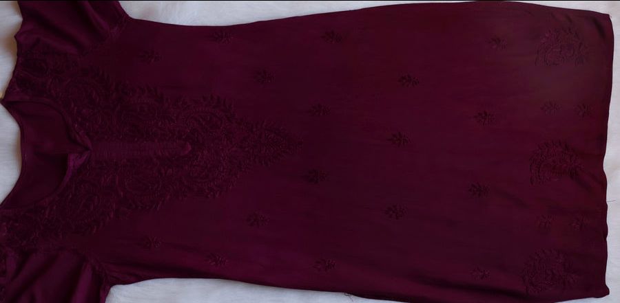 3 PIECE MODAL OMBRE LONG HANDWORK KURTI PLAZO SET WITH DUPPATA view 4