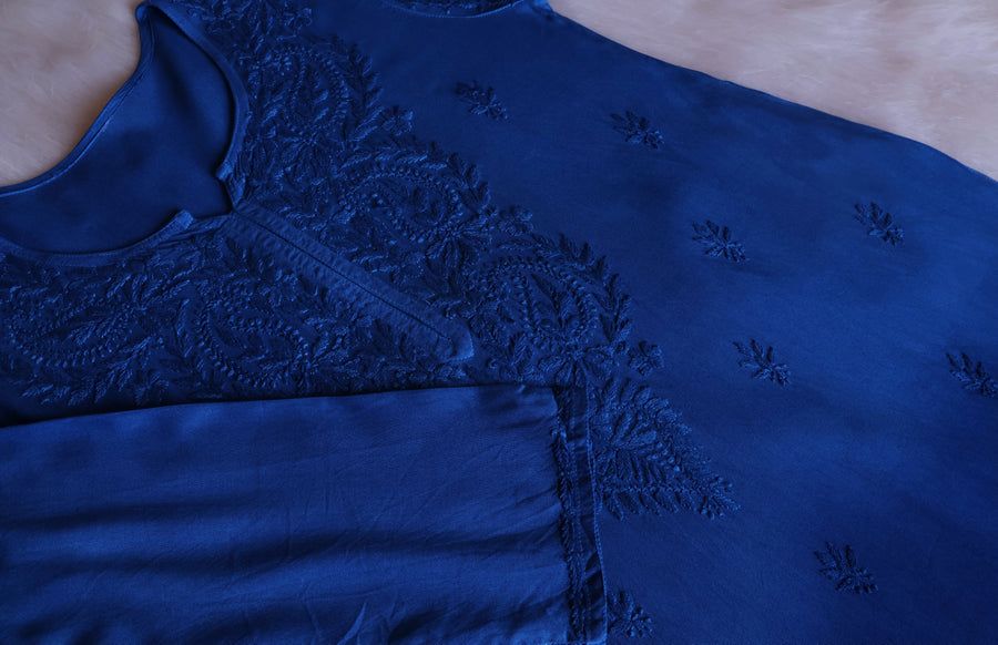 3 PIECE MODAL OMBRE LONG HANDWORK KURTI PLAZO SET ✨ view 3