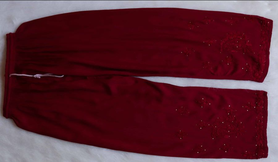 2 PIECE MODAL LONG HANDWORK KURTI PLAZO SET WITH MUKAISH WORK ALL OVER IN MAROON. 🌷 view 4
