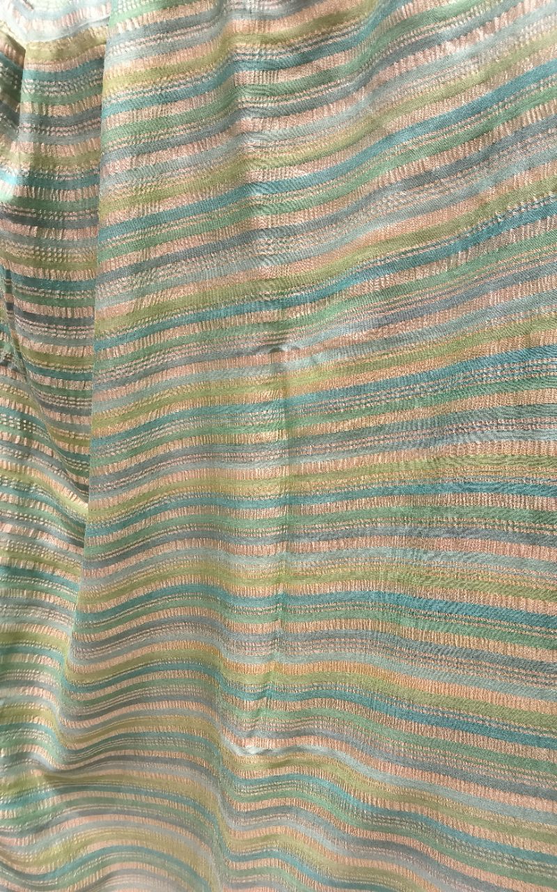 Khaddi Georgette Silk Saree With Strip Jari Design view 6