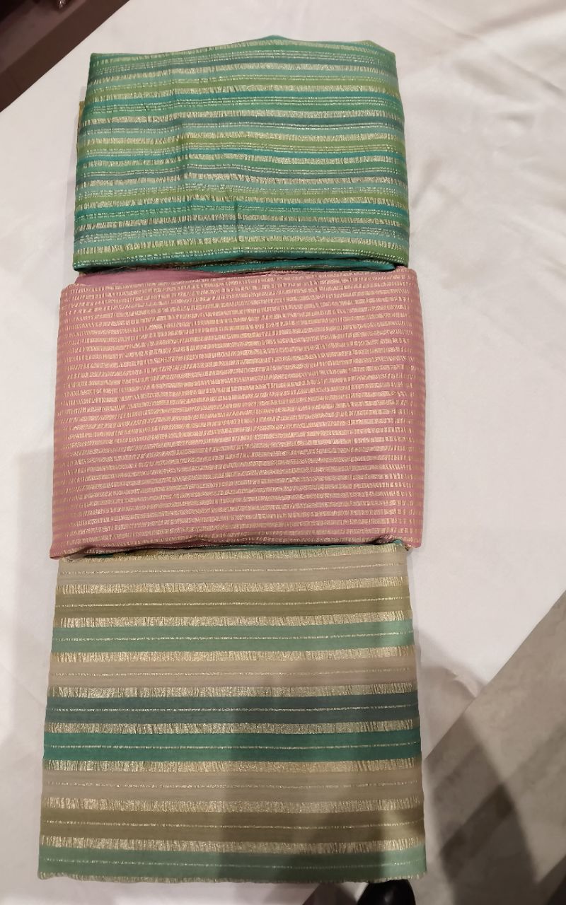 Khaddi Georgette Silk Saree With Strip Jari Design view 5