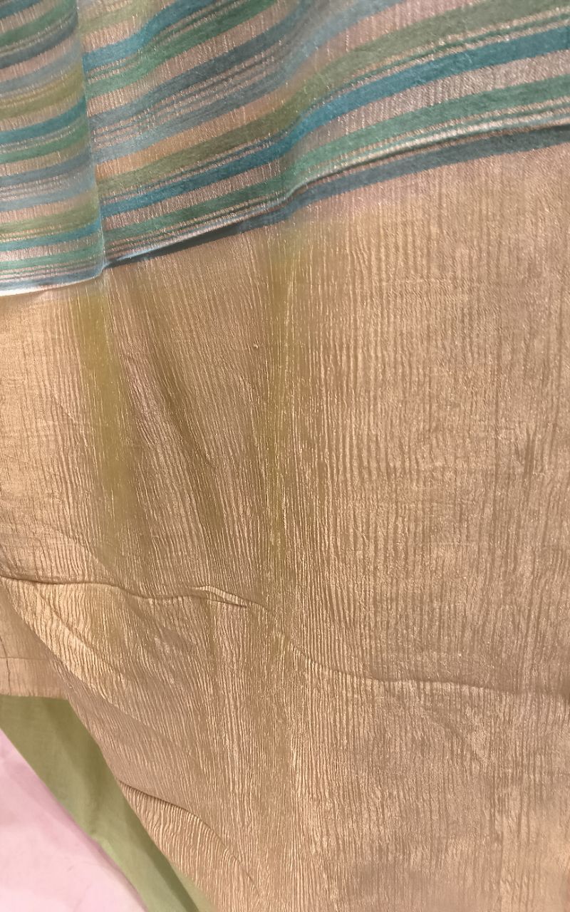 Khaddi Georgette Silk Saree With Strip Jari Design view 7