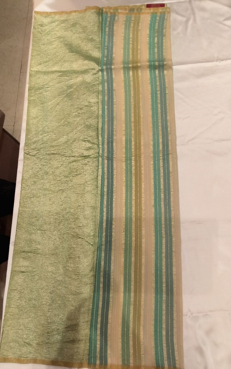 Khaddi Georgette Silk Saree With Strip Jari Design view 4