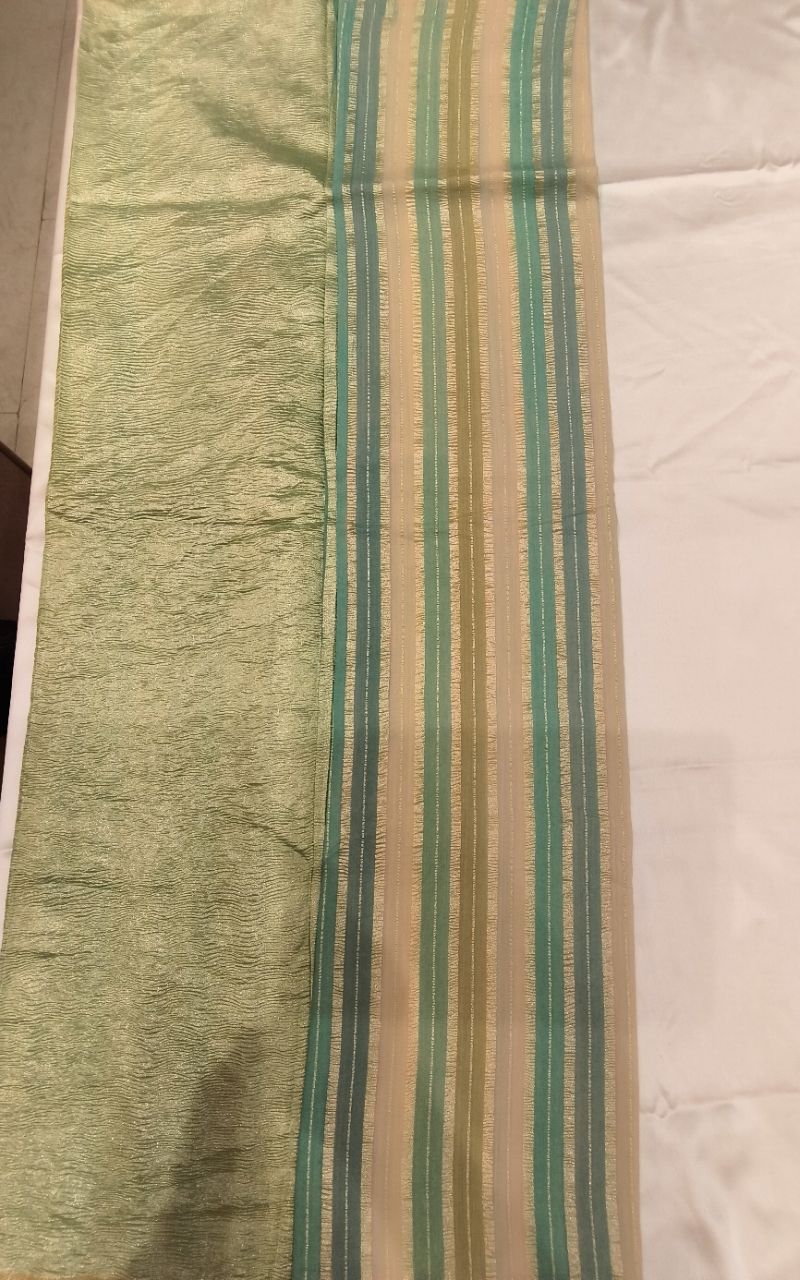 Khaddi Georgette Silk Saree With Strip Jari Design view 9
