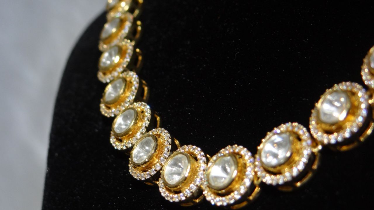 Elegant Minimalistic Polki Collection With 22k Gold Finish (925 Silver) view 3