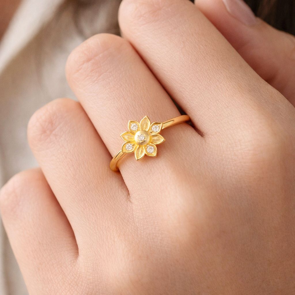 Aviraam Gold Flower Ring view 2