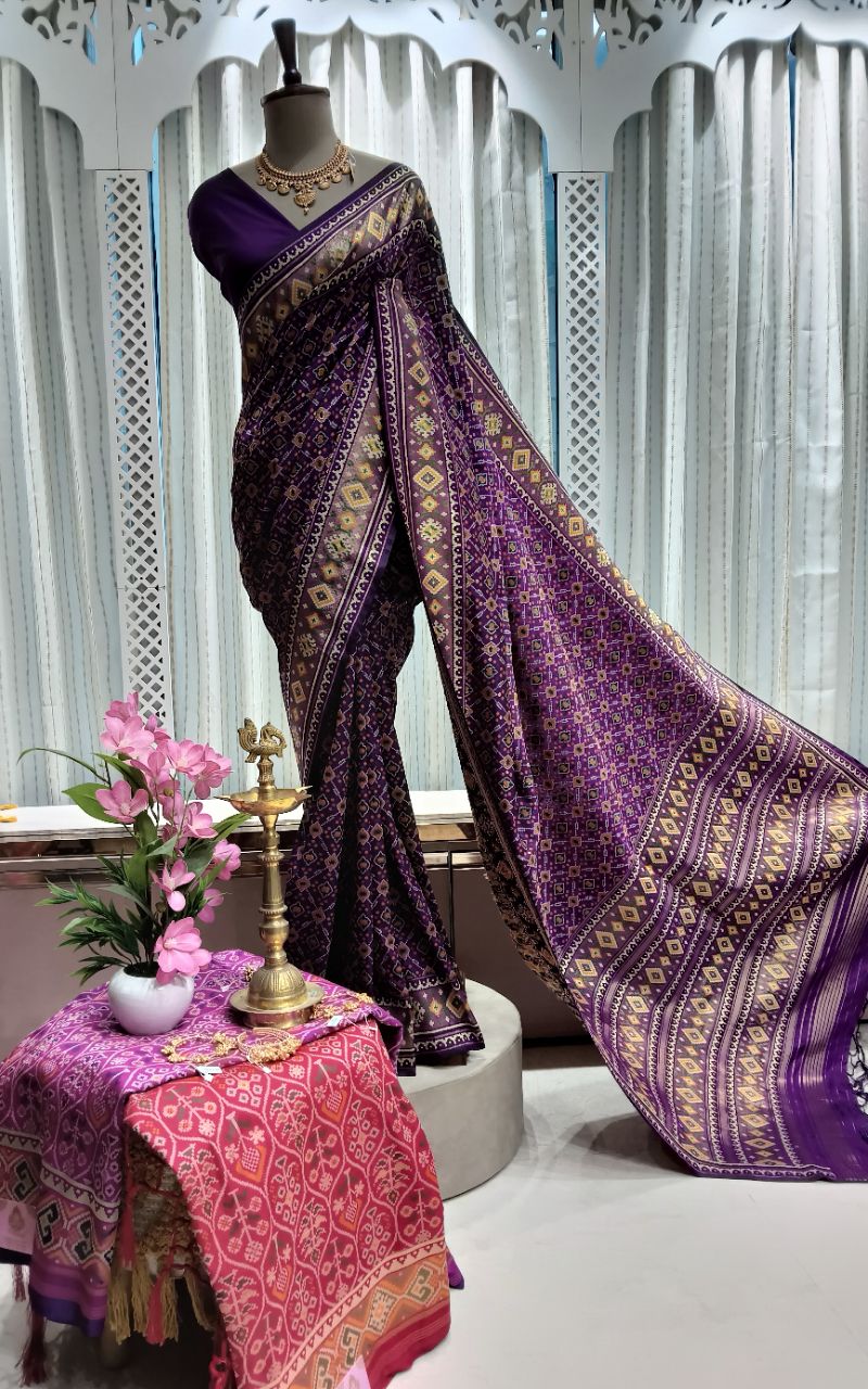 Patola Semi Silk Saree With Full Weaving view 7