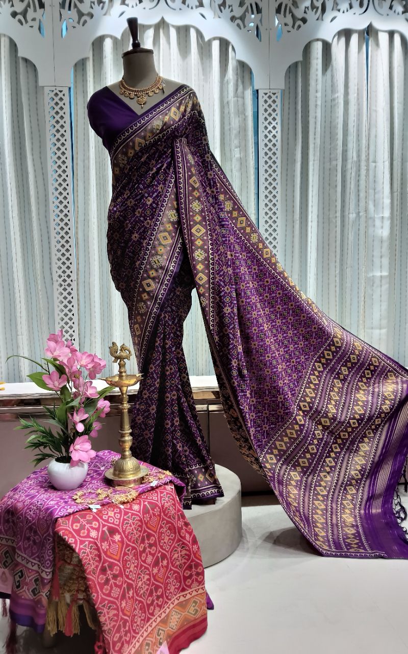 Patola Semi Silk Saree With Full Weaving view 6