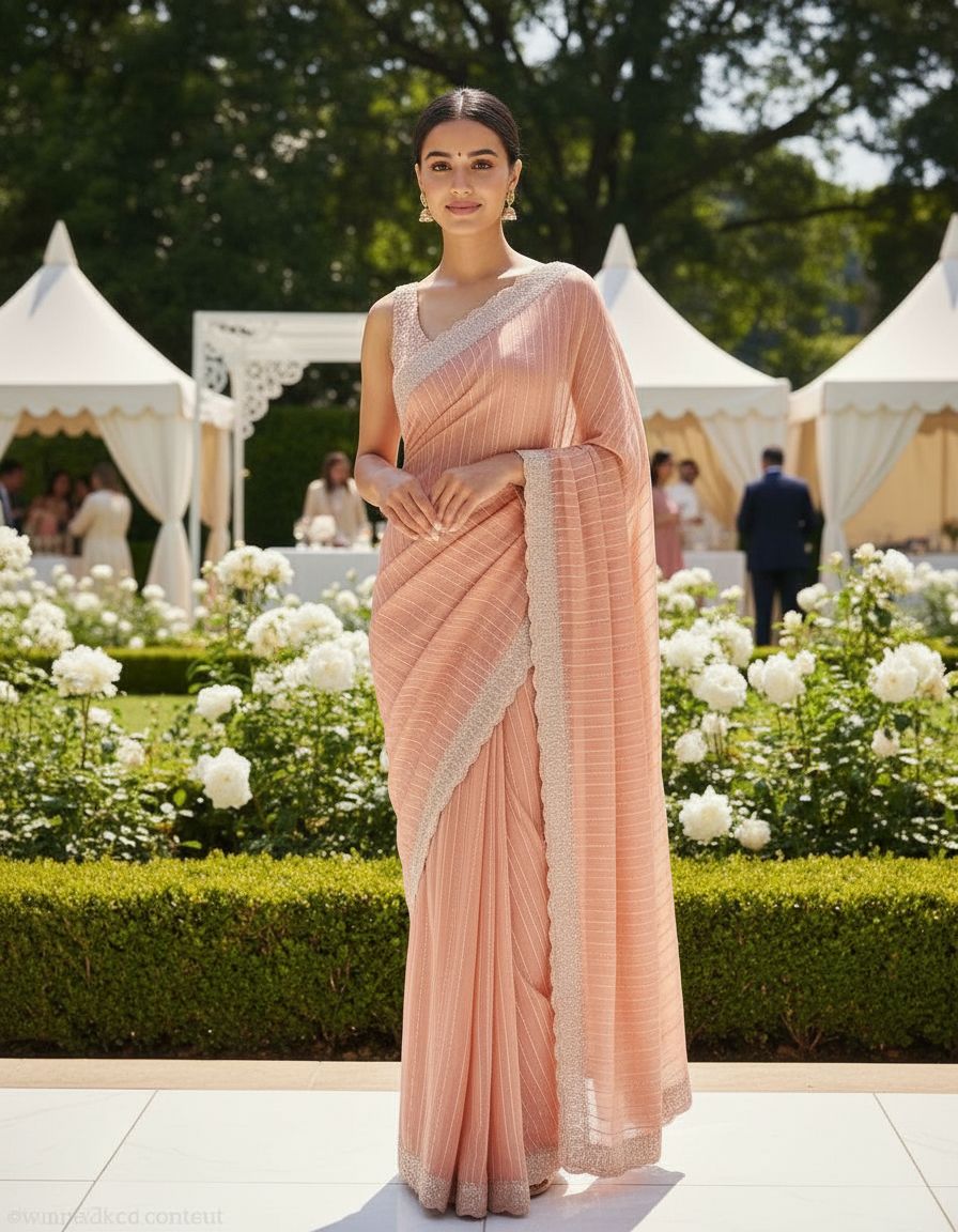 Georgette Saree With Embroidered Border view 2