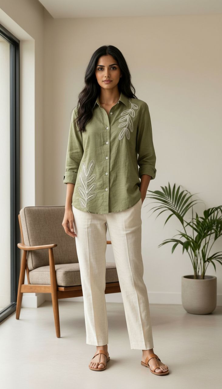 Embroidered Button-Down Shirt view 3