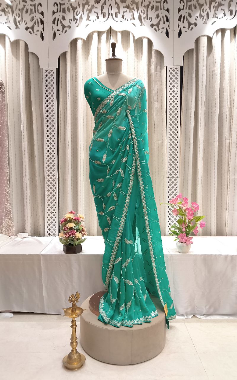 Pure Satin Crape Saree view 2