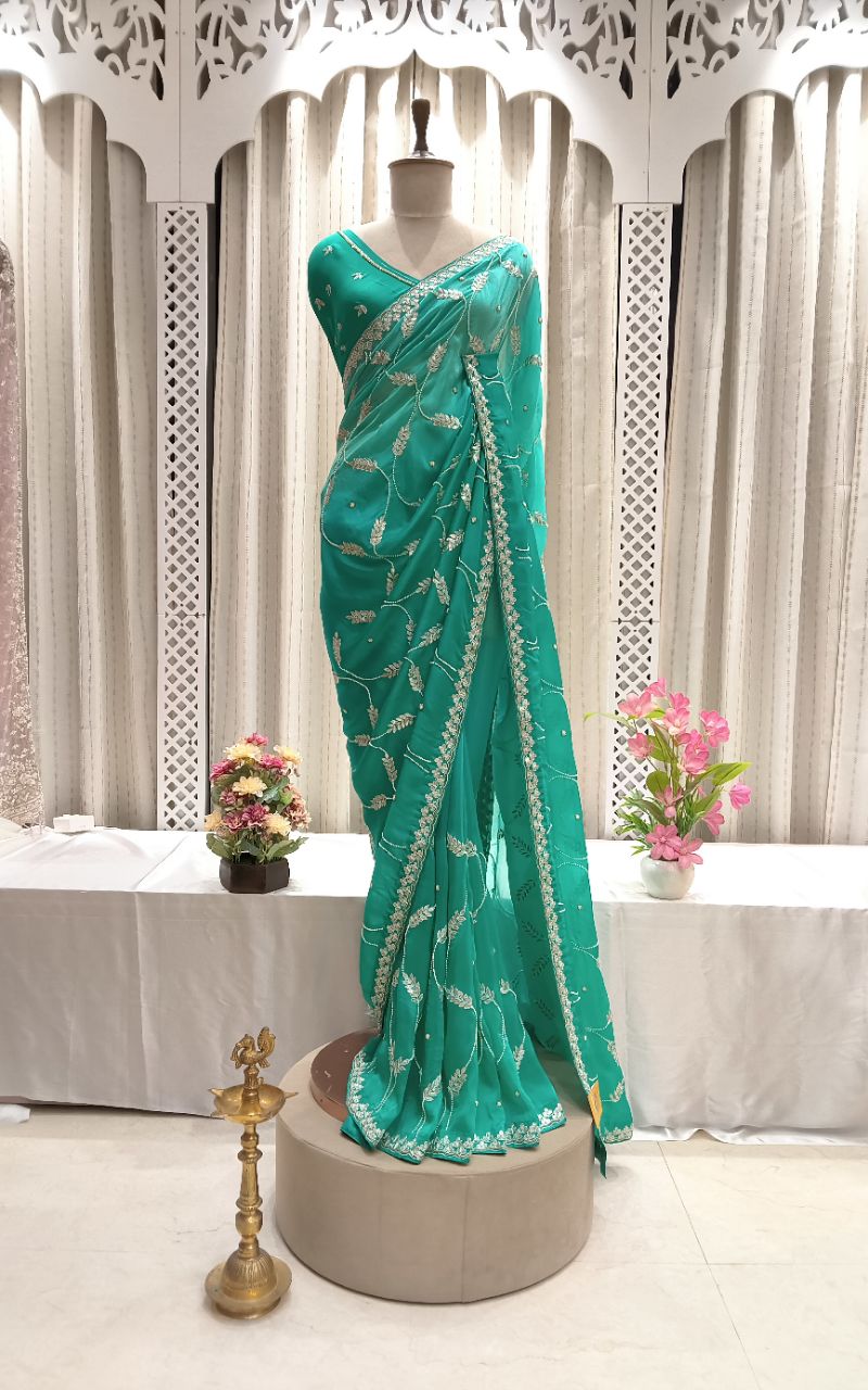 Pure Satin Crape Saree view 6