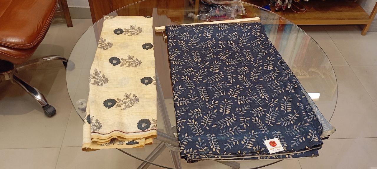 Semi Tussar Navy view 2