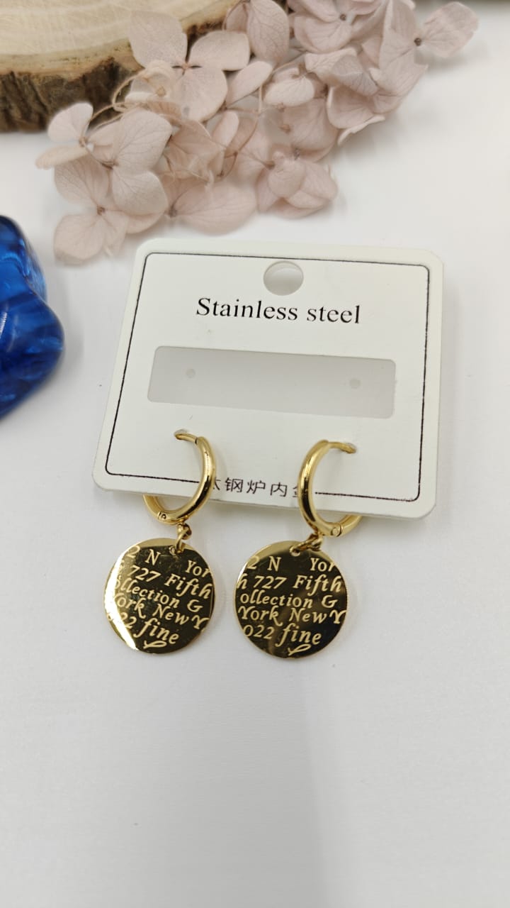 Golden Stainless Steel Earrings view 4
