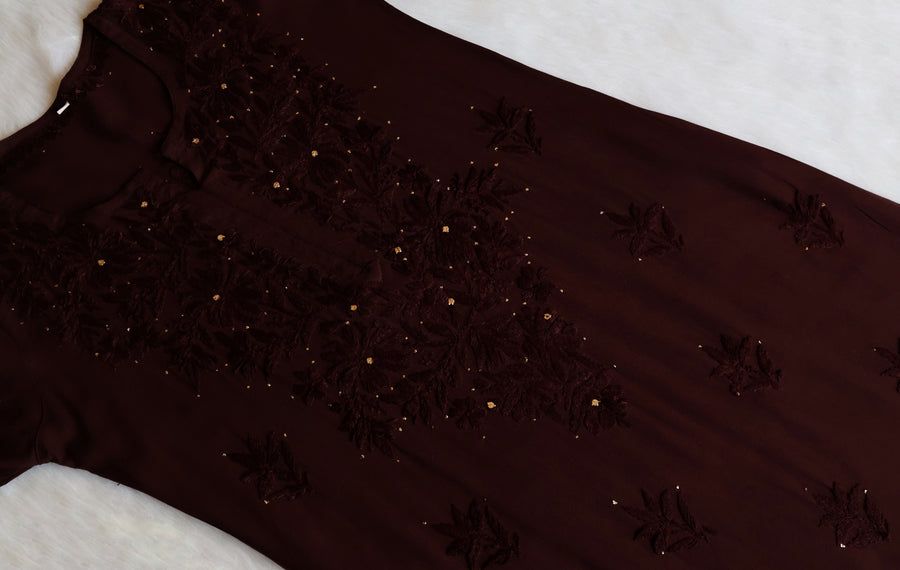 RAYON MUKAISH HANDWORK 3 PIECE SET IN BROWN SHADE. view 4