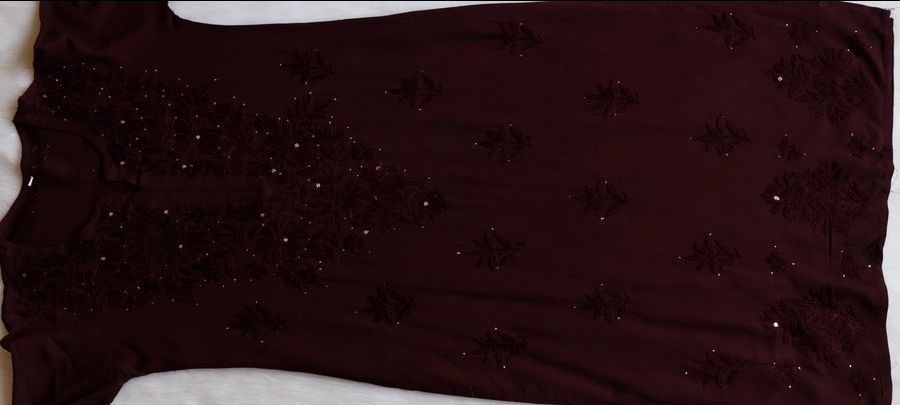 RAYON MUKAISH HANDWORK 3 PIECE SET IN BROWN SHADE. view 3