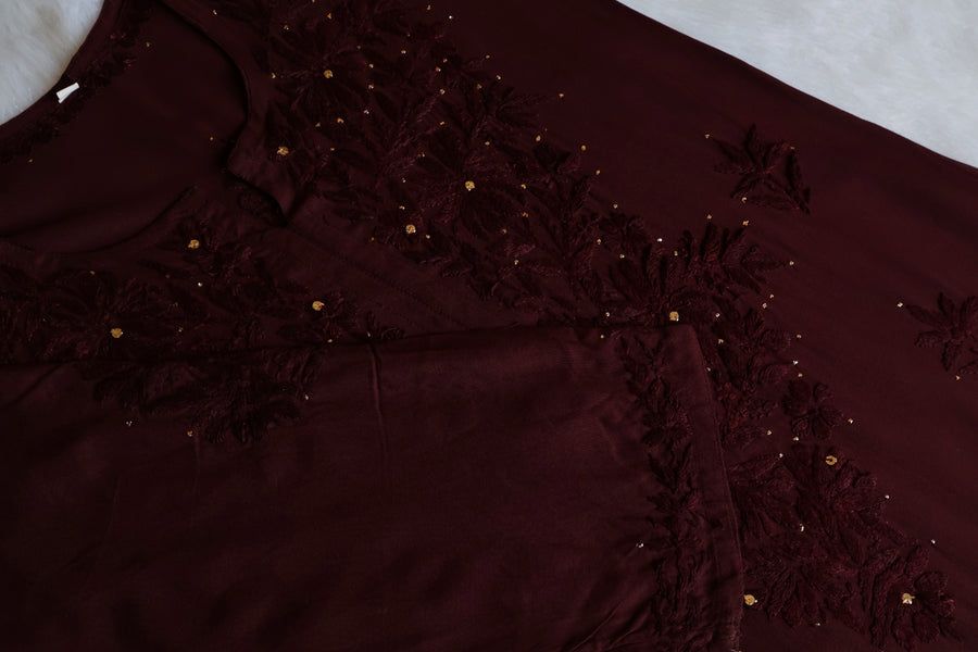 RAYON MUKAISH HANDWORK 3 PIECE SET IN BROWN SHADE. view 2