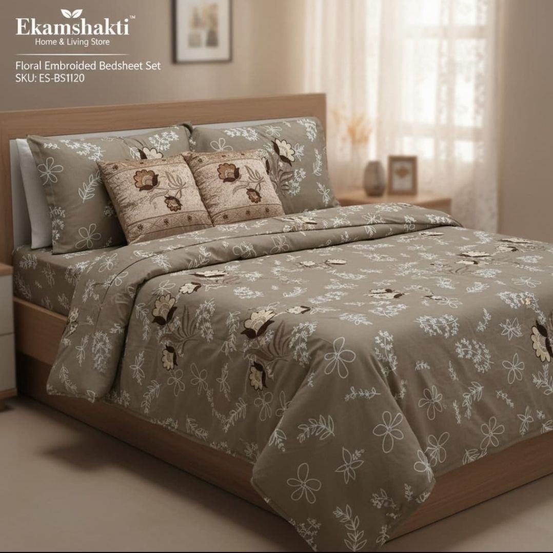 Floral Embroidered Bedding Ensemble