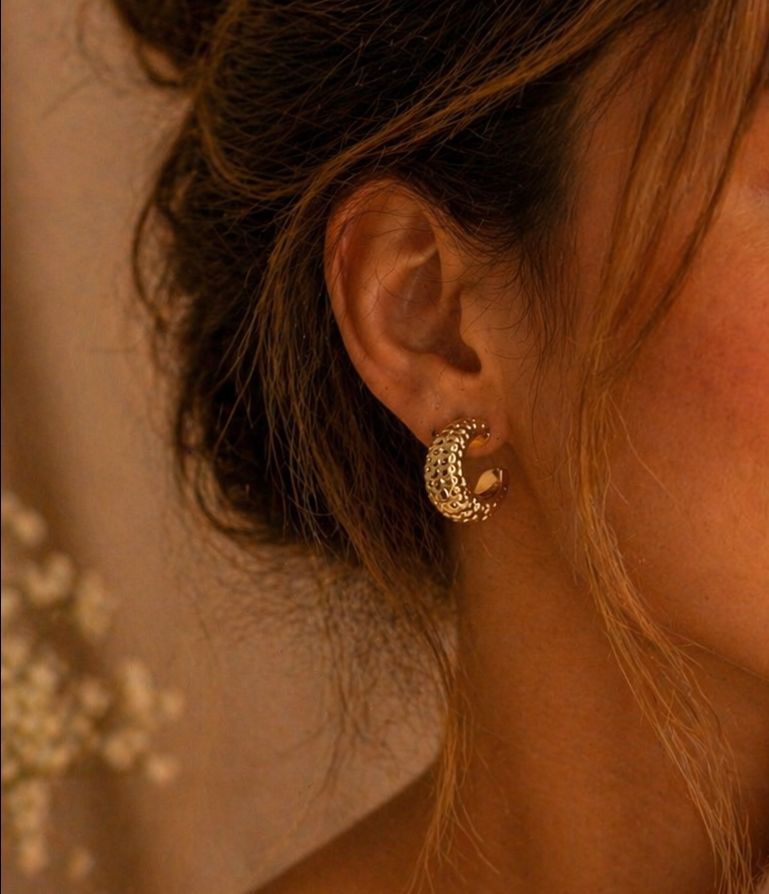 Golden Hoop Earrings view 2