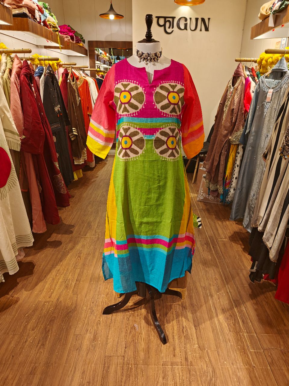 M Cotton slub Multi Colour Check design 2 piece set view 3