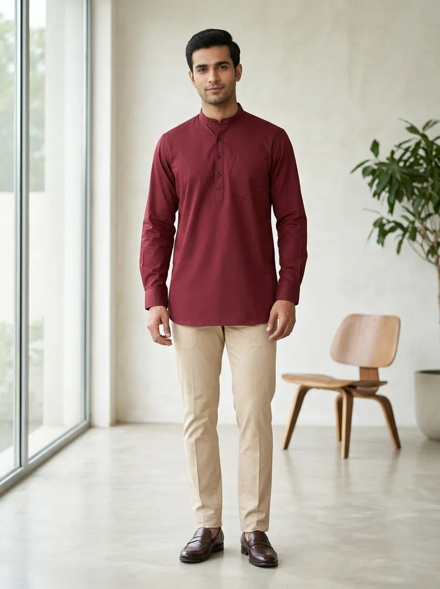 Classic Maroon Short Kurta