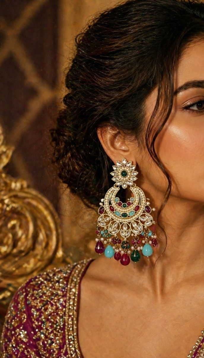 Traditional Chandbali Earrings view 2