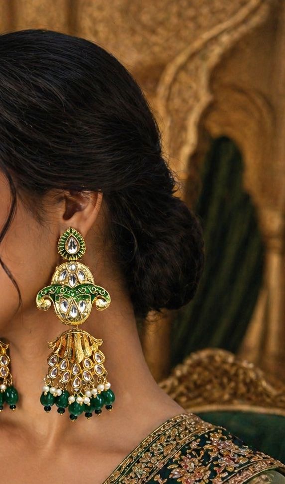 Traditional Green Earrings view 2