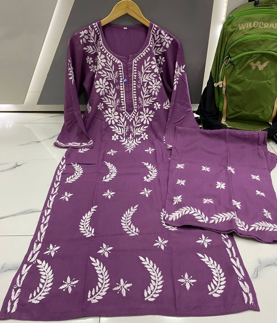 RAYON 2 PIECE KURTI PLAZO SET IN MAUVE SHADE.