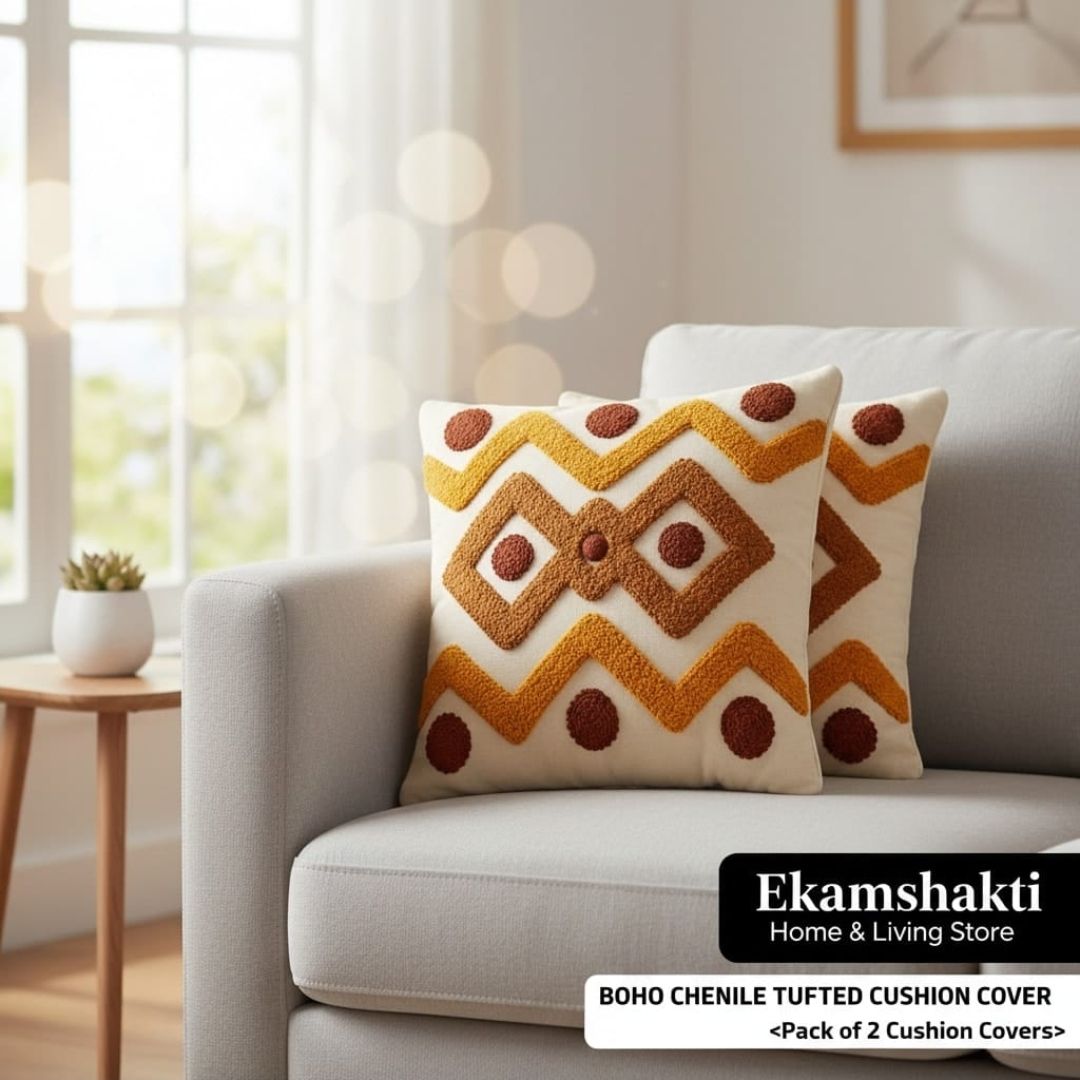 Boho Chenille Tufted Cushion Covers (Pack of 2)