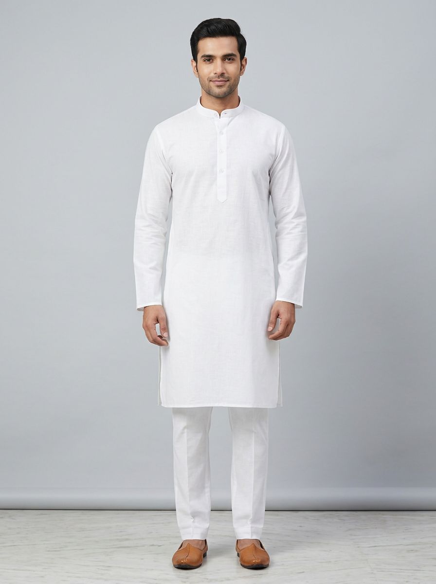 PC's Solid White Kurta Pajama Set