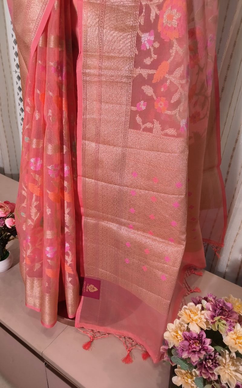 Banarasi kora sillk with full emboroidrry view 7