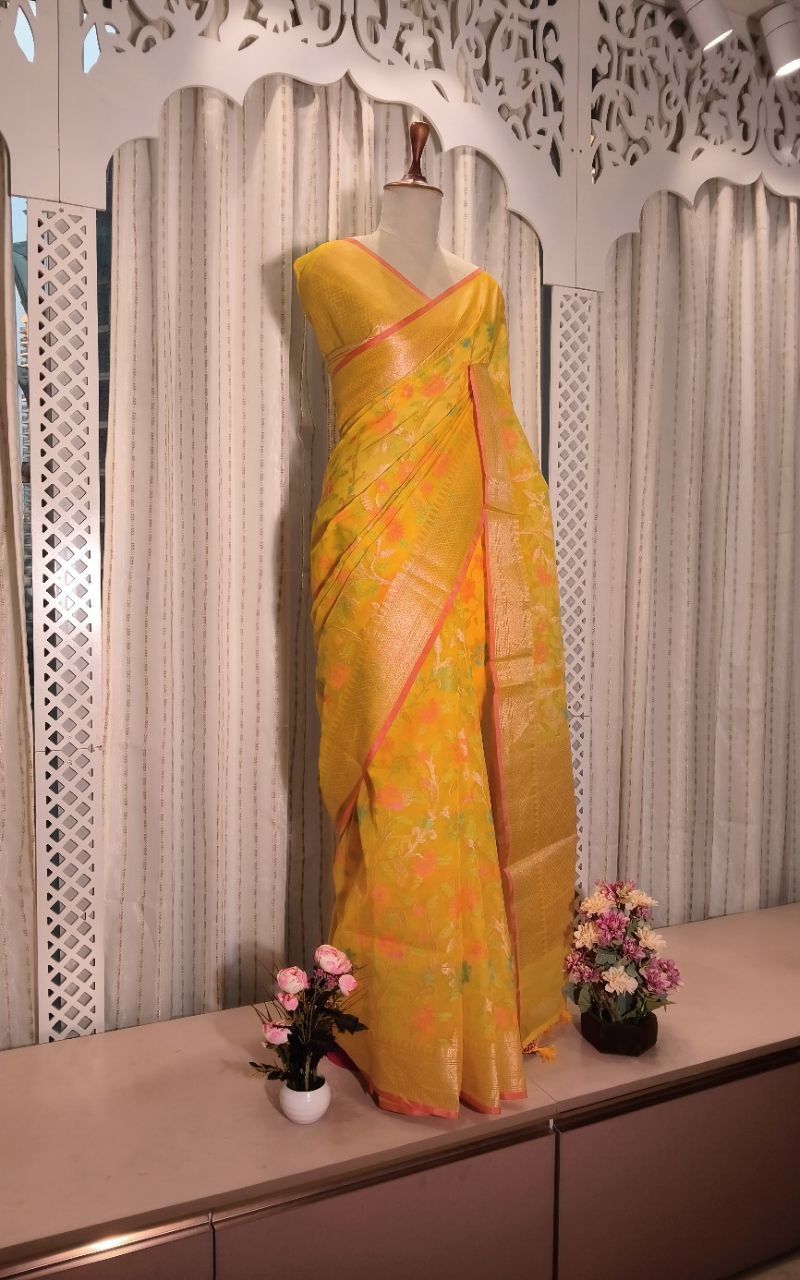 Banarasi kora sillk with full emboroidrry 2 view 2